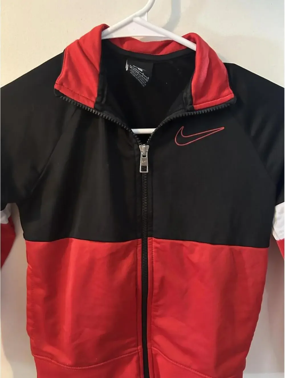 Nike red/black color-blocked zip-up jacket size 7Y